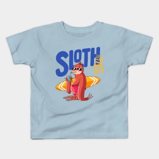 Sloths Love Surfing Kids T-Shirt